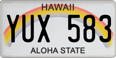 HI license plate YUX583