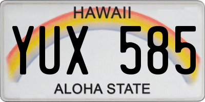 HI license plate YUX585