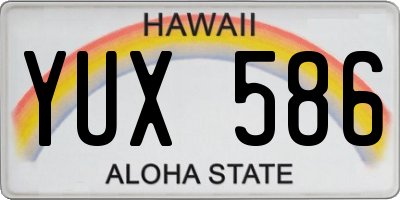 HI license plate YUX586