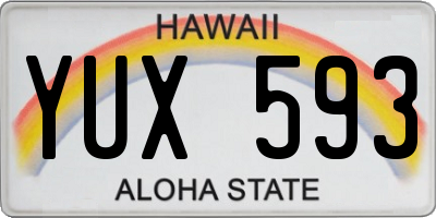 HI license plate YUX593
