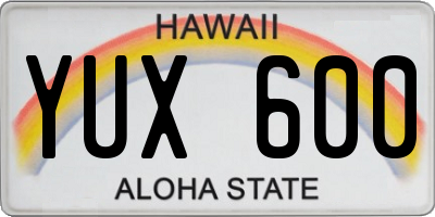 HI license plate YUX600