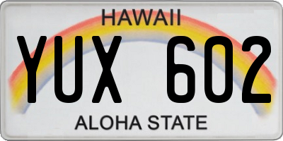 HI license plate YUX602