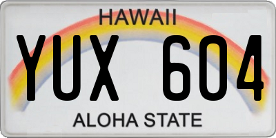 HI license plate YUX604