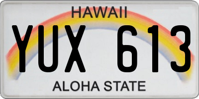 HI license plate YUX613