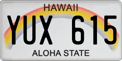HI license plate YUX615