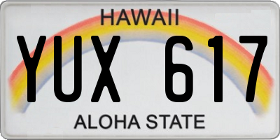 HI license plate YUX617