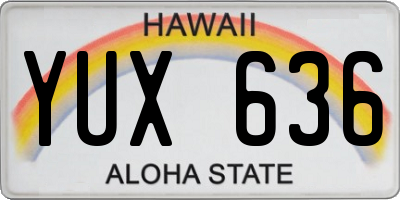 HI license plate YUX636