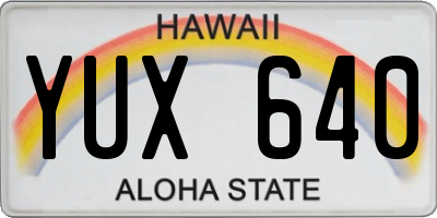 HI license plate YUX640