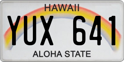 HI license plate YUX641