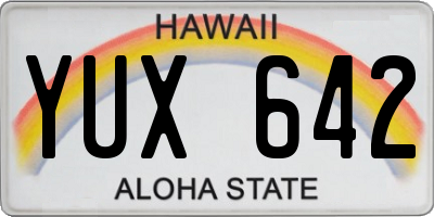 HI license plate YUX642