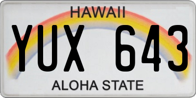 HI license plate YUX643