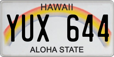 HI license plate YUX644