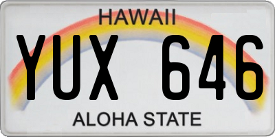 HI license plate YUX646