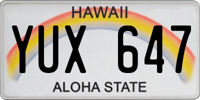 HI license plate YUX647