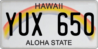 HI license plate YUX650