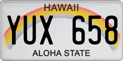HI license plate YUX658
