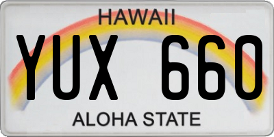 HI license plate YUX660