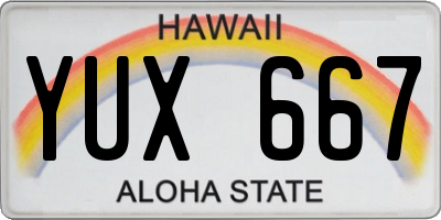 HI license plate YUX667