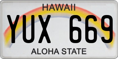 HI license plate YUX669