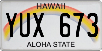 HI license plate YUX673