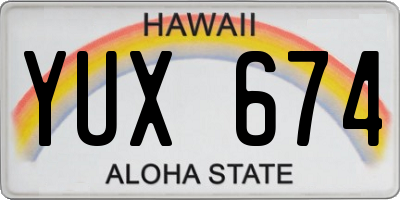 HI license plate YUX674