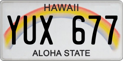 HI license plate YUX677