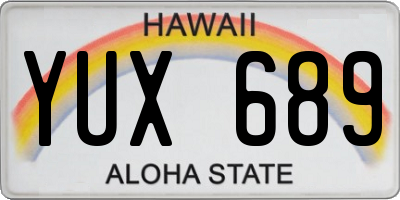 HI license plate YUX689