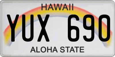 HI license plate YUX690