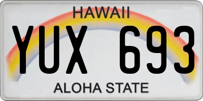 HI license plate YUX693