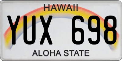 HI license plate YUX698