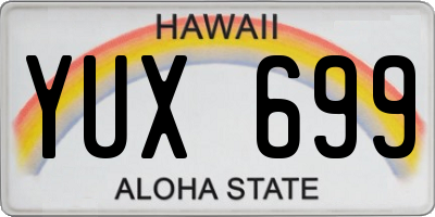 HI license plate YUX699