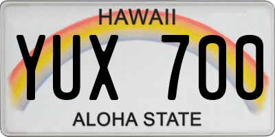 HI license plate YUX700