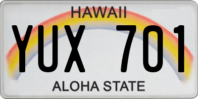 HI license plate YUX701