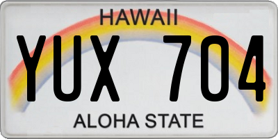 HI license plate YUX704