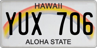 HI license plate YUX706