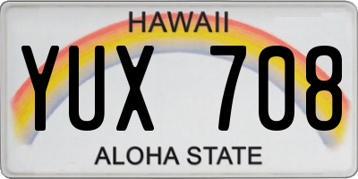 HI license plate YUX708