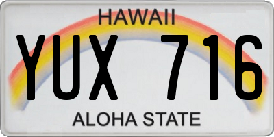 HI license plate YUX716