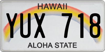 HI license plate YUX718
