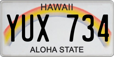 HI license plate YUX734