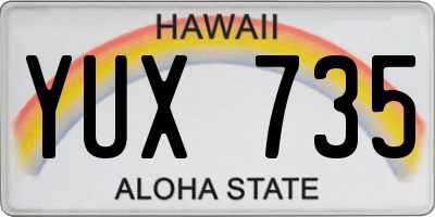 HI license plate YUX735