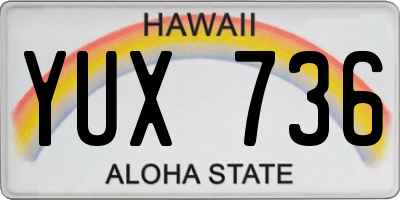 HI license plate YUX736
