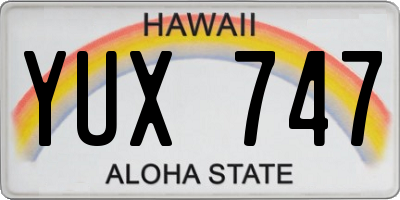 HI license plate YUX747