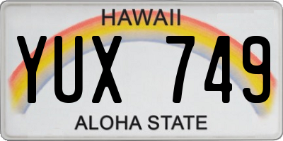 HI license plate YUX749