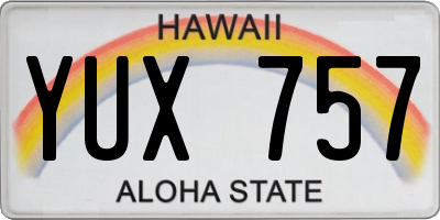 HI license plate YUX757