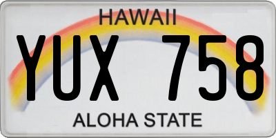 HI license plate YUX758