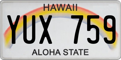 HI license plate YUX759