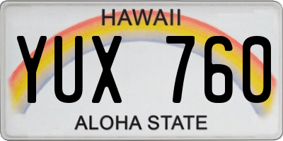 HI license plate YUX760