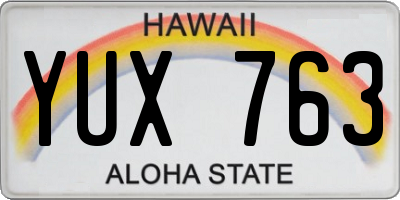 HI license plate YUX763