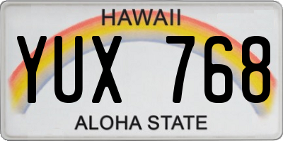 HI license plate YUX768