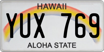 HI license plate YUX769